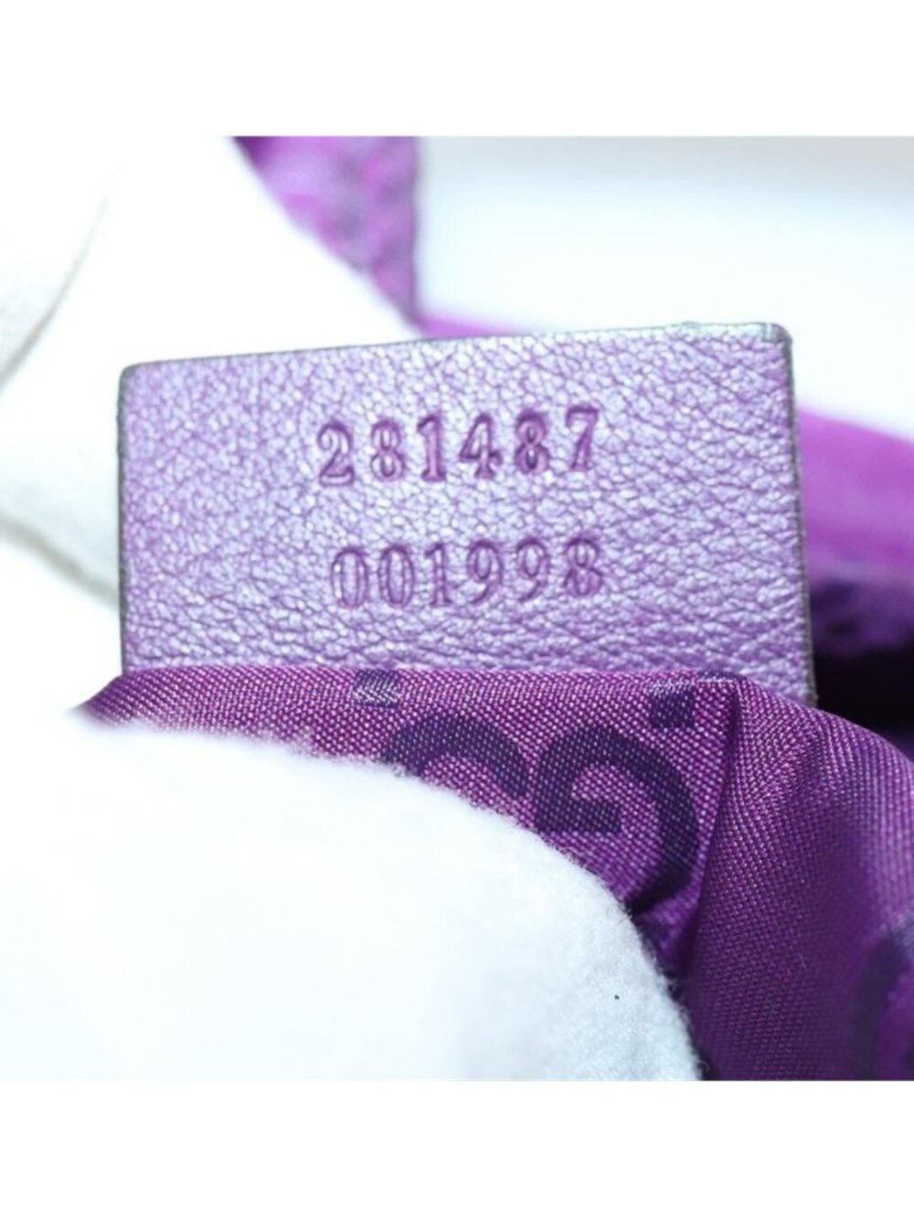 Authentic GUCCI GG Canvas Shoulder Bag Nylon Purple 281487 - Picture 15 of 16